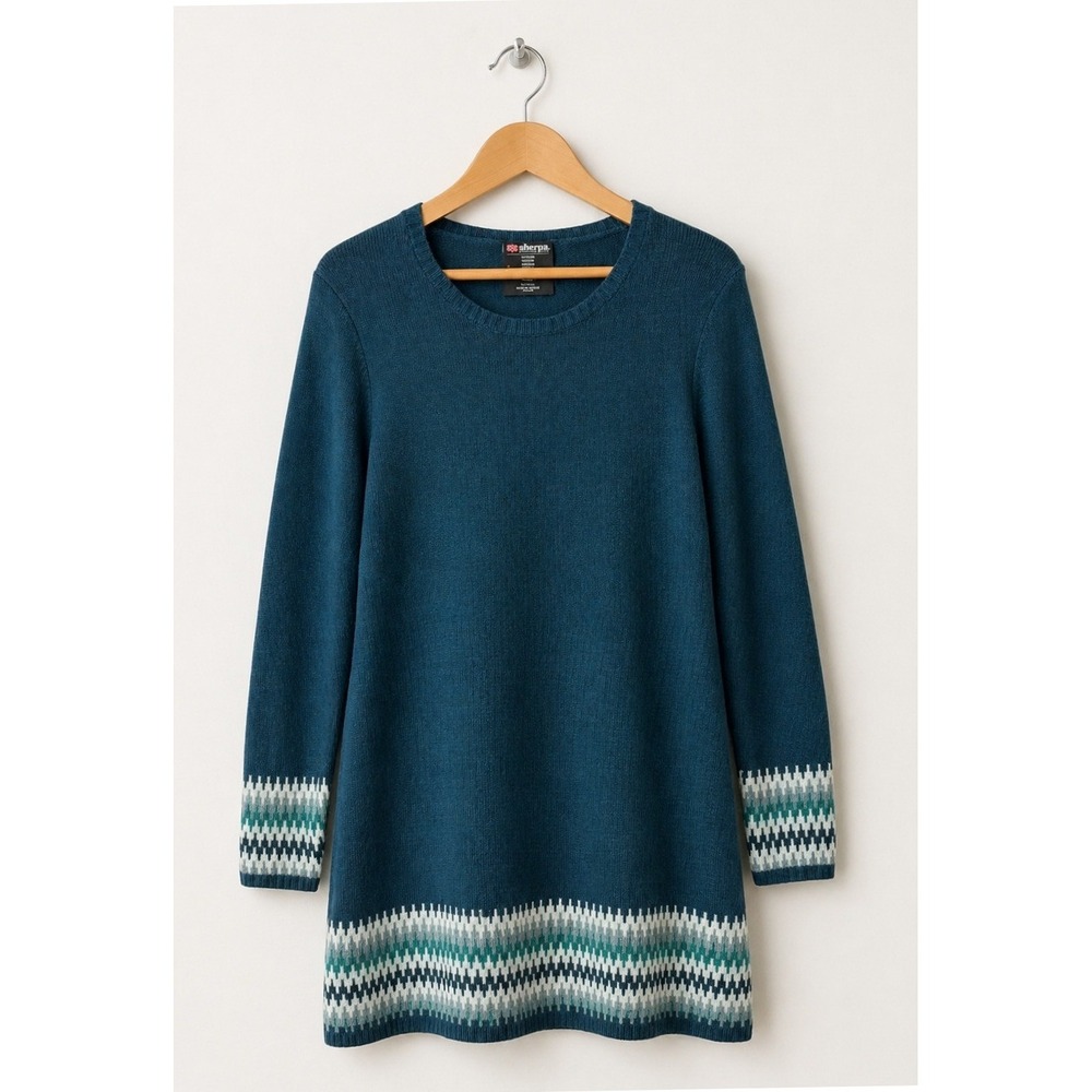 Sherpa Adventure Gear Maya Dress Women Medium Teal Merino Wool Alpaca‎ Gorpcore